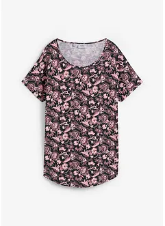 Losjes vallend slub shirt met afgeronde onderrand van biologisch katoen, bonprix