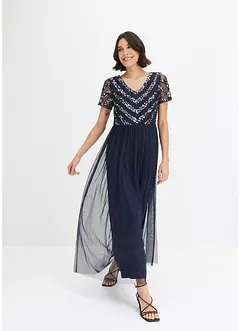 Maxi jurk met lovertjesborduursel, bonprix