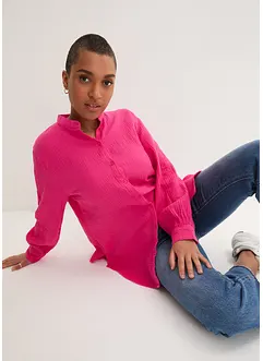 Lange mousseline blouse van katoen met zijsplitten, bonprix