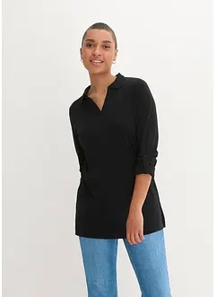 Losjes vallend longshirt van punto di roma met een moderne polokraag en splitten opzij voor meer bewegingsvrijheid, bonprix