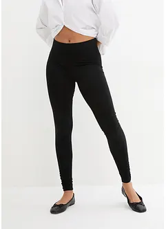 Katoenen legging met brede comfortband en plooidetail, bonprix