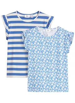 Meisjes jersey shirt (set van 2) met biologisch katoen, bonprix