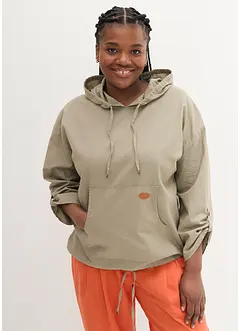 Blouse met capuchon van linnenmix, bonprix