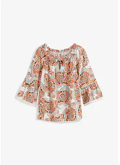 Gedessineerde blouse met kant, bonprix