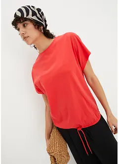 Shirt in een katoen-viscosemix met strikkoordje aan de zoom, bonprix