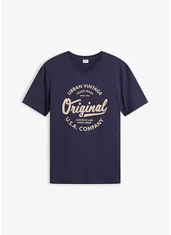 T-shirt met V-hals van biologisch katoen, bonprix