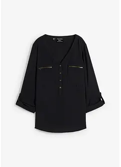 Viscose blouse met V-hals, lange mouw, bonprix