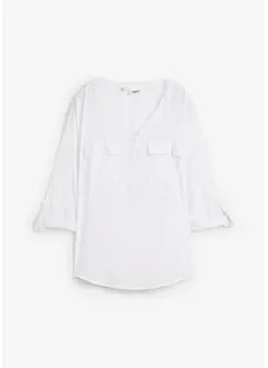 Blouse met lange mouwen en V-hals van vloeiende viscose, bonprix