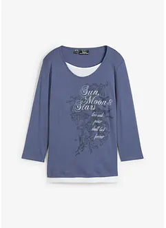 2-in-1 shirt van katoen, 3/4 mouw, bonprix