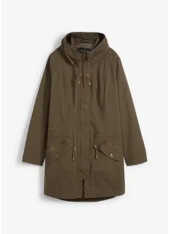 Korte katoenen parka met opstaande kraag, getailleerd, bonprix