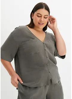 Blouse met korte mouwen in een viscose-linnenmix, bonprix
