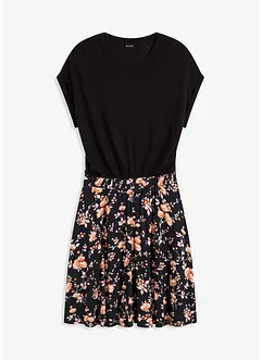 Jersey jurk met gedessineerd rokdeel, bonprix