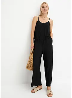 Jersey plissé jumpsuit, bonprix