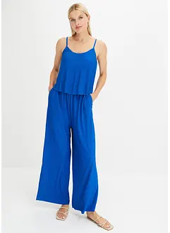 Jersey plissé jumpsuit, bonprix