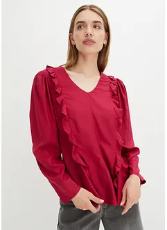 Blouse met volants van soepele viscose, bonprix