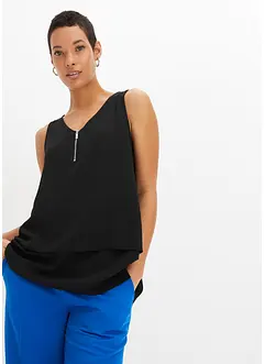 Top met rits in een viscosemix, bonprix