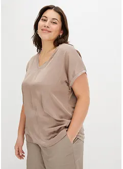 Shirt met satijnen inzet, bonprix