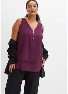 Top met rits in een viscosemix, bonprix