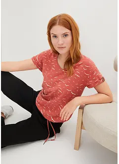 Gedessineerd T-shirt met strikkoordjes, bonprix
