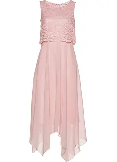 Premium chiffon midi jurk met kant, bonprix