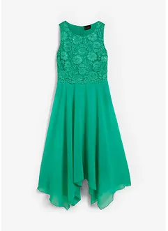 Premium chiffon midi jurk met kant, bonprix