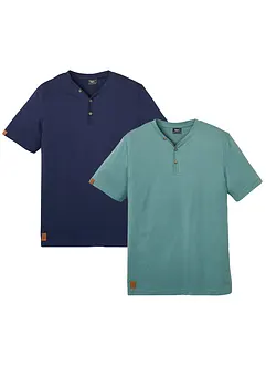 Henley shirt, korte mouw (set van 2) van biologisch katoen, bonprix