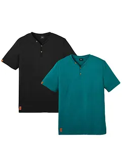 Henley shirt, korte mouw (set van 2) van biologisch katoen, bonprix