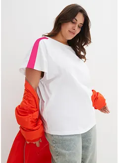 T-shirt met neonstrepen van biologisch katoen, bonprix