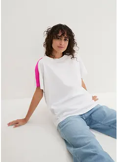 T-shirt met neonstrepen van biologisch katoen, bonprix