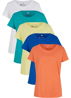 Shirt met ronde hals (set van 5), korte mouw, bonprix