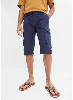 Lange cargo bermuda met linnen, regular fit, bonprix