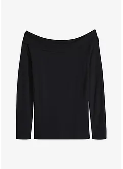 Geribde off shoulder trui, bonprix