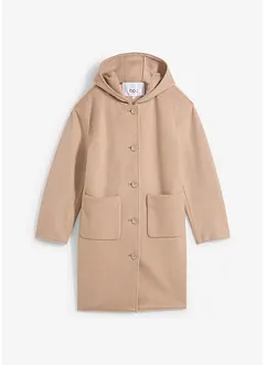 Korte coat in wollen look met capuchon, bonprix