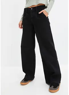 Wide leg jeans met mid waist, bonprix