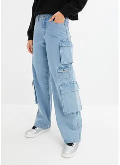 Cargo jeans met mid waist, bonprix