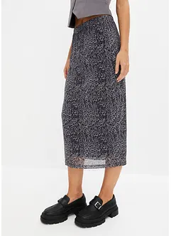 Midi rok van mesh met luipaardprint, bonprix