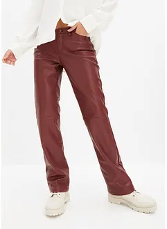 Imitatieleren broek met mid waist, bonprix