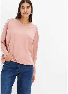 Trui met cut-outs en parels, bonprix