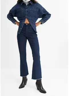 Flared jeans met mid waist, cropped, bonprix