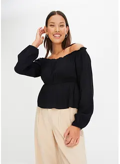 Carmen blouse van crinkle viscose, bonprix