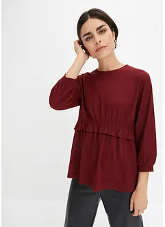 Crinkle shirt met volant, bonprix