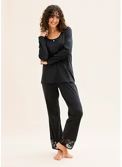 Pyjama met sierlijk kant, bonprix