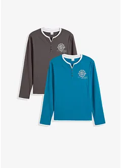 Henley shirt (set van 2), lange mouw, bonprix