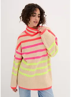 Oversized trui met neon strepen, bonprix