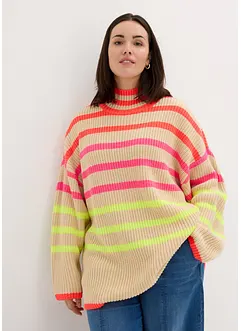 Oversized trui met neon strepen, bonprix