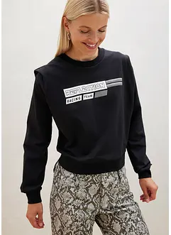 Cropped sweater met wording, bonprix