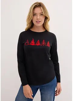 Katoenen longsleeve met kerstmotief, bonprix