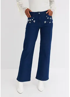 Wide leg jeans met mid waist, bonprix