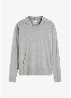Gebreide hoodie met kangoeroezak van viscosemix, bonprix
