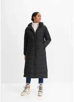 Lange, gewatteerde jas met capuchon, bonprix